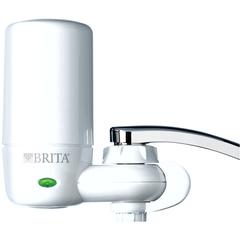 Brita Complete Water Faucet Filtration System With Light Indicator - Faucet - 100 gal Filter Life (Water Capacity) - 1 Each - White, Blue