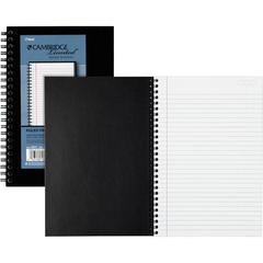 Cambridge Limited Business Notebooks - 80 Sheets - Wire Bound - College Ruled - 0.28" Ruled - 20 lb Basis Weight - 8" x 5" - White Paper - Black Binding - BlackLinen Cover - Bond Paper, Perforated, Su