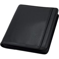Samsill Letter Pad Folio - 8 1/2" x 11" - 3 Fastener(s) - 1" Fastener Capacity for Folder - 2 Exterior, Internal Pocket(s) - Vinyl, Metal - Black - 1 Each