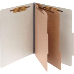 ACCO Letter Classification Folder - 3" Folder Capacity - 8 1/2" x 11" - 6 Fastener - 1" Fastener Capacity - 2 Divider - 6 pt. - Pressboard, Tyvek - Mist Gray - 10 / Box