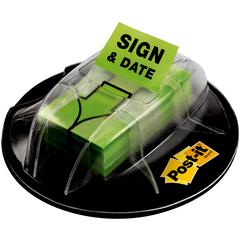 Post-it&reg; Message Flags - 200 x Bright Green - 1" x 1 3/4" - Arrow, Rectangle - Unruled - "Sign & Date" - Green - Removable, Self-adhesive - 200 / Pack