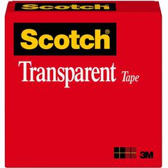 Scotch Transparent Office Tape - 72 yd Length x 1" Width - 3" Core - Stain Resistant, Moisture Resistant, Long Lasting - For Multipurpose, Mending, Packing, Label Protection, Wrapping - 1 / Roll - Cle