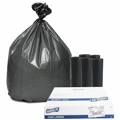 Genuine Joe Maximum Strength Trash Can Liner - Extra Large Size - 60 gal Capacity - 56" Length x 39" Width x 1.55 mil (39 Micron) Thickness - Low Density - Silver - Plastic Resin - Food Waste, Office 