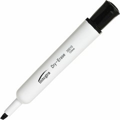 Integra Chisel Point Dry-erase Markers - Black Ink - Fiber Tip - Writing - 1 Dozen
