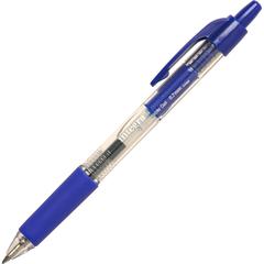 Integra Retractable 0.7mm Gel Pens - Retractable - Blue Ink - Gel-based - Clear Barrel - Metal Tip - 1 Dozen