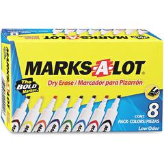 Avery&reg; Marks A Lot Desk-Style Dry-Erase Markers - Chisel Marker Point Style - Black, Blue, Red, Green, Purple, Yellow - 8 / Box