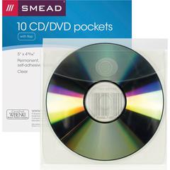 Smead Self-Adhesive CD/DVD Pockets - 4.9" Height x 5" Width - Clear - Poly - 10 / Pack