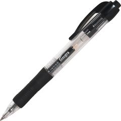 Integra Retractable 0.5mm Gel Pens - Retractable - Black Ink - Gel-based - Black Barrel - Metal Tip - 1 Dozen