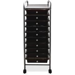 Advantus 10-Drawer Organizer - 10 Drawer - 4 Casters - Metal - x 15.5" Width x 13" Depth x 37.5" Height - Smoke - 1 Each
