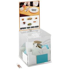 Safco Customizable Locking Acrylic Collection Box - Compartment Size : 5.75" x 0.50" - 21" Height x 9.25" Width x 9.25" Depth - Lockable - Clear - Acrylic - 1 Each