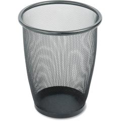 Safco Round Mesh Wastebaskets - 5 gal Capacity - Round - 13" Opening Diameter - 14.5" Height - Steel - Black - 1 Each