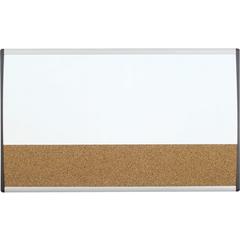 Quartet Arc Cubicle Combination Board - 30" (2.5 ft) Width x 18" (1.5 ft) Height - White Cork Surface - Silver Aluminum Frame - Horizontal - Magnetic - 1 Each