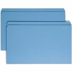 Smead Colored Straight Tab Cut Legal Recycled Top Tab File Folder - 8 1/2" x 14" - 3/4" Expansion - Blue - 10% Recycled - 100 / Box