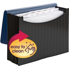 Smead Letter Expanding File - 8 1/2" x 11" - 12 Pocket(s) - Polypropylene - Blue, Black - 1 Each