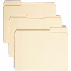 Smead 1/3 Tab Cut Letter Recycled Top Tab File Folder - 8 1/2" x 11" - Top Tab Location - Assorted Position Tab Position - Manila - Manila - 100% Recycled - 100 / Box