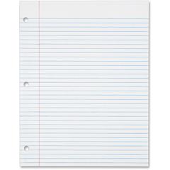 Tops Mediumweight Filler Paper - 500 Sheets - 0.31" Ruled - Ruled Red Margin - 16 lb Basis Weight - Letter - 8 1/2" x 11" - White Paper - 500 / Pack