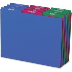 Pendaflex Poly File Guide Sets - Printed Tab(s) - Month - January-December - 8.5" Divider Width x 11" Divider Length - Letter - Assorted Polypropylene Divider - Assorted Tab(s) - Tear Resistant, Wear 