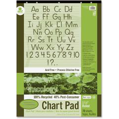 Decorol Recycled Chart Pad - 70 Sheets - Strip - Front Ruling Surface - Ruled - 1.50" Ruled - 24" x 32" - White Paper - Manuscript Cover - Eco-friendly, Acid-free, Padded, Tab, Chipboard Backing, Hole