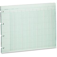 Wilson Jones 20-Column Ruled Sheets - 24 lb - Double Sided Sheet - Ledger - 11.88" x 9.25" Sheet Size - 4 x Holes - 20 Columns per Sheet - Green Sheet(s) - Brown, Green Print Color - Paper - 100 / Pac