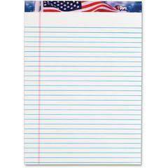 TOPS American Pride Legal Rule Writing Pad - 50 Sheets - Legal Ruled - 16 lb Basis Weight - 8 1/2" x 11 3/4" - 2.38" x 11.8" x 8.5" - White Paper - Ink Resistant, Smooth, Perforated, Acid-free - 12 / 