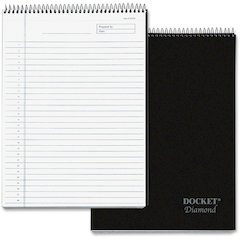TOPS Docket Diamond Top-Wire Planning Pad - 60 Sheets - Wire Bound - 24 lb Basis Weight - 8 1/2" x 11 3/4" Sheet Size - 11.75" Height x 8.5" Width - Natural White Paper - Black Cover - Rigid, Perforat
