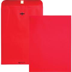 Quality Park 9 x 12 Clasp Envelopes with Deeply Gummed Flaps - Clasp - #90 - 9" Width x 12" Length - 28 lb - Clasp - Red - Paper - 10 / Pack
