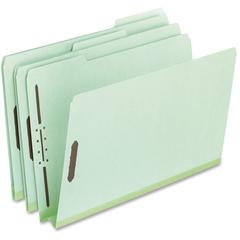 Pendaflex 1/3 Tab Cut Legal Recycled Top Tab File Folder - 8 1/2" x 14" - 2" Expansion - 2 Fastener - Top Tab Location - Assorted Tab Position - 25 pt. - Pressboard - Green - 60% Recycled - 25 / Box