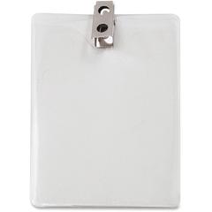 Advantus Vertical Badge Holder with Clip - 3" x 4" - Vinyl - 50 / Pack - Clear