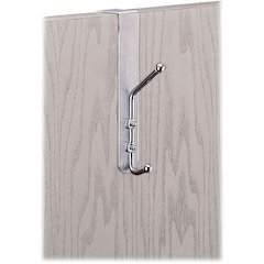 Safco Over-The-Door Coat Hook - 2 Hooks - 10 lb (4.54 kg) Capacity - 8.5" Height x 1.5" Width - 3" Size - for Garment - Steel - Silver - 1 Each