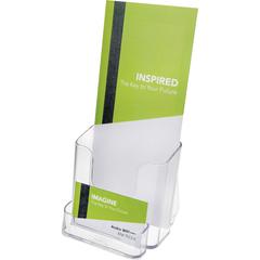 Deflecto Countertop Leaflet Holder With Business Card Holder - 2 Compartment(s) - 7.8" Height x 4.4" Width x 4.1" DepthDesktop - Leaflet Size - Clear - Plastic - 1 Each