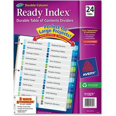 Avery&reg; Ready Index&reg; Double Column Table of Content Dividers, 24 tabs - 24 x Divider(s) - 1-24 - 24 Tab(s)/Set - 8.5" Divider Width x 11" Divider Length - 3 Hole Punched - White Paper Divider -