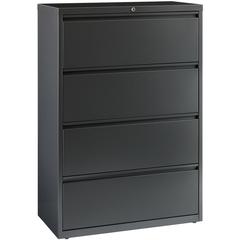 Lorell Fortress Series Lateral File - 36" x 18.6" x 52.5" - 4 x Drawer(s) - Legal, Letter, A4 - Lateral - Rust Proof, Leveling Glide, Interlocking - Charcoal - Baked Enamel - Steel - Recycled