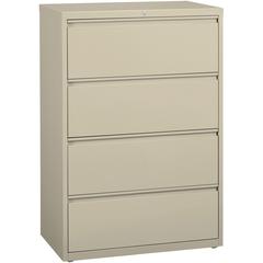 Lorell Fortress Series Lateral File - 36" x 18.6" x 52.5" - 4 x Drawer(s) for File - Legal, Letter, A4 - Lateral - Rust Proof, Leveling Glide, Interlocking, Ball-bearing Suspension, Label Holder - Put