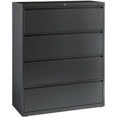 Lorell Fortress Series Lateral File - 42" x 18.6" x 52.5" - 4 x Drawer(s) - Legal, Letter, A4 - Lateral - Rust Proof, Leveling Glide, Interlocking, Reinforced, Hanging Rail - Charcoal - Baked Enamel -