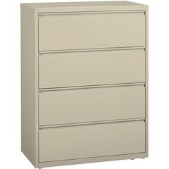 Lorell Fortress Series Lateral File - 42" Width x 18.6" Depth x 52.5" Height - 4 x Drawer(s) for File - Legal, Letter, A4 - Lateral - Rust Proof, Leveling Glide, Interlocking, Ball-bearing Suspension,