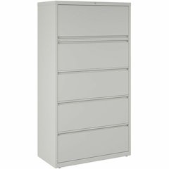 Lorell Fortress Series Lateral File w/Roll-out Posting Shelf - 36" x 18.6" x 67.7" - 5 x Drawer(s) for File - Legal, Letter, A4 - Lateral - Rust Proof, Leveling Glide, Interlocking, Ball-bearing Suspe