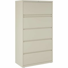 Lorell Fortress Series Lateral File w/Roll-out Posting Shelf - 36" x 18.6" x 67.7" - 5 x Drawer(s) for File - Legal, Letter, A4 - Lateral - Rust Proof, Leveling Glide, Interlocking, Ball-bearing Suspe