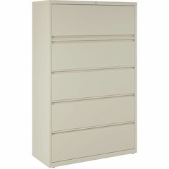 Lorell Fortress Series Lateral File w/Roll-out Posting Shelf - 42" x 18.6" x 67.7" - 5 x Drawer(s) for File - Legal, Letter, A4 - Lateral - Rust Proof, Leveling Glide, Interlocking, Ball-bearing Suspe