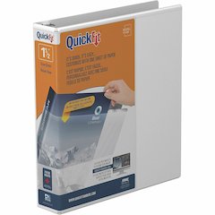 QuickFit Clear-View Binder, 3-Ring Binder, Round Ring, 1.5 Inch, White - 1 1/2" Binder Capacity - Letter - 8 1/2" x 11" Sheet Size - 275 Sheet Capacity - 3 x 1.50" Ring - Fastener: Round Ring - Pocket
