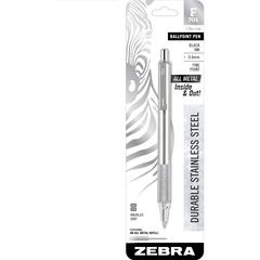 Zebra 7 Series F-701 Retractable Ballpoint Pen - Fine Pen Point - 0.7 mm Pen Point Size - Refillable - Retractable - Black - Stainless Steel Barrel - 1 Each