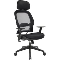 Office Star Professional Air Grid Chair with Adjustable Headrest - Mesh Seat Material - 5-star Base - Black - 1 Each