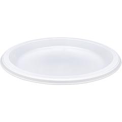 Genuine Joe 10-1/4" Large Plastic Plates - Disposable - 10.3" Diameter - Warm White - Plastic Body - 125 / Pack