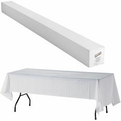 Genuine Joe Banquet-Size Plastic Tablecover - 300 ft Length x 40" Width - Plastic - White - 1 Roll