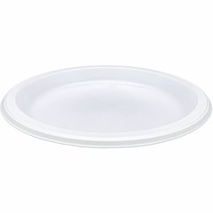 Genuine Joe 9" Reusable Plastic Plates - Serving - Disposable - 9" Diameter - White - Plastic Body - 125 / Pack