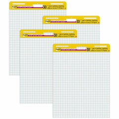 Post-it&reg; Self-Stick Easel Pad Value Pack with Faint Grid - 30 Sheets - Stapled - Feint Front Ruling - Blue Margin - 18.50 lb Basis Weight - 25" x 30" Sheet Size - White Paper - Cardboard Cover - S