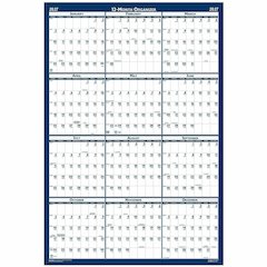 House of Doolittle Write-on Laminated Wall Planner - Professional - Julian Dates - Yearly - 12 Month - January 2027 to December 2027 - 32" x 48" Sheet Size - 1.38" x 2" , 1.63" x 1.63" Block - Blue, G