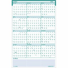 House of Doolittle Express Track Yearly Laminated Planner - Julian Dates - Yearly - 12 Month - January 2026 to December 2026 - 24" x 37" Sheet Size - 1.25" x 1.38" Block - Blue, Green - Paper - 1 Each