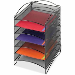 Safco 6-Compartment Mesh Desktop Organizer - 6 Compartment(s) - Compartment Size : 1.75" x 9.50" x 12.25" - 15.25" Height x 10.25" Width x 12.75" Depth - Desktop - Stackable - Powder Coated - Black - 