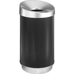 Safco At-Your-Disposal Vertex Waste Receptacle - 38 gal Capacity - Round - 38" Height x 36" Width x 20" Depth x 20" Diameter - Plastic - Black, Silver - 1 Each