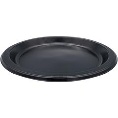Genuine Joe 9" Round Plastic Plates - Disposable - 9" Diameter - Black - Plastic Body - 125 / Pack